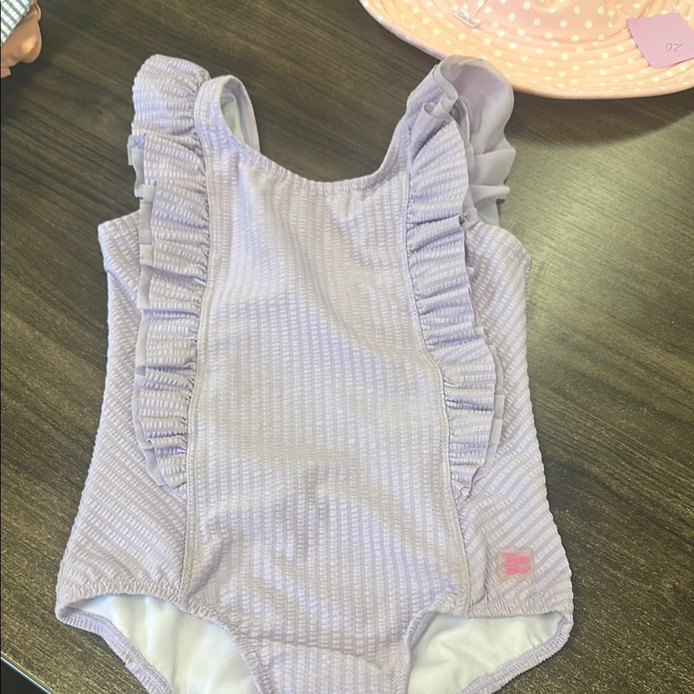 Ruffle Butts Purple One Piece Swimsuit with Ruffled Trim